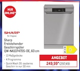 Freistehender Geschirrspüler QW-NA1CF47DS-DE von Sharp für 297,49 € bei METRO im Angebot Freistehender Geschirrspüler QW-NA1CF47DS-DE von Sharp im aktuellen METRO Prospekt
