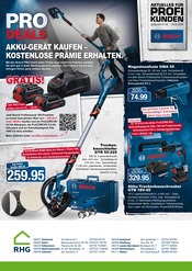 Bohrmaschine im RHG Baucentrum Prospekt in Plauen Aktueller RHG Baucentrum Prospekt mit Bohrmaschine, "Pro DEALS von BOSCH", Seite 1