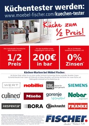 Möbel Fischer Prospekt für Buttenheim mit 1} Seite Möbel Fischer Prospekt für Buttenheim: "39 Küchentester gesucht", 1 Seite, 31.12.2024 - 25.01.2025