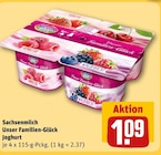 Unser Familien-Glück Joghurt von Sachsenmilch im aktuellen REWE Prospekt für 1,09 €