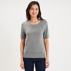 Pull manches courtes col rond gris femme - La Halle Pull manches courtes col rond gris femme à 9,99 € dans le catalogue La Halle