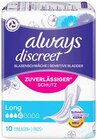 Discreet Inkontinenz-Einlagen von Always für 2,99 € bei REWE im Angebot Discreet Inkontinenz-Einlagen von Always im aktuellen REWE Prospekt