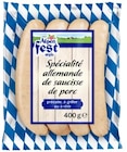 Spécialité allemande de saucisse de porc - Alpen Fest - Lidl à Levallois-Perret Spécialité allemande de saucisse de porc - Alpen Fest en promo chez Lidl Levallois-Perret à 2,99 €