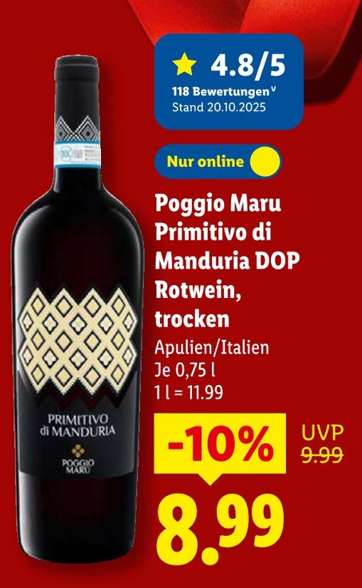 Primitivo di Manduria DOP Rotwein, trocken