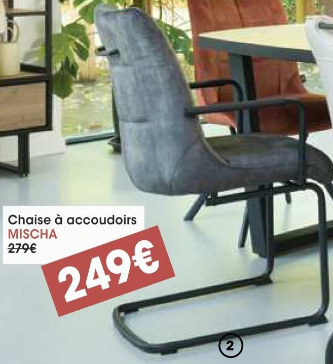 H&H Vaujours - Chaise à accoudoirs Mischa en tissu Karese Promo Chaise à accoudoirs Mischa en tissu Karese dans le catalogue H&H Soldes & Promos à Vaujours