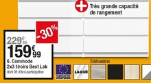 COMMODE 2X3 TIROIRS BEST LAK - But à Courbevoie COMMODE 2X3 TIROIRS BEST LAK en promo chez But Courbevoie à 159,99 €