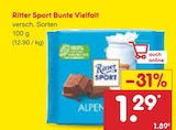 Bunte Vielfalt im Angebot bei Netto Marken-Discount in Coesfeld Bunte Vielfalt Angebote von Ritter Sport bei Netto Marken-Discount Coesfeld für 1,29 €