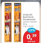 Beef-Stick Hundesnack von Vitakraft für 0,39 € bei budni im Angebot Beef-Stick Hundesnack von Vitakraft im aktuellen budni Prospekt