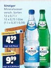 Mineralwasser im Angebot bei Getränkewelt in Witten Mineralwasser Angebote von Sinziger bei Getränkewelt Witten für 4,99 €
