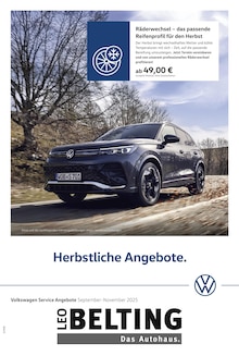 Aktueller Volkswagen Prospekt "Herbstliche Angebote." Seite 1 von 1 Seiten