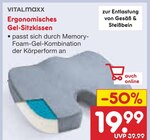 Ergonomisches Gel-Sitzkissen Angebote von Vitalmaxx bei Netto Marken-Discount Leonberg für 19,99 €