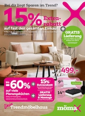 Couch im mömax Prospekt in Schweinfurt Aktueller mömax Prospekt mit Couch, "Bei dir liegt Sparen im Trend?", Seite 1