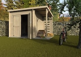 Promo Abri de jardin bois massif 3,36x2,29 m avec auvent intégré* à 699,00 € dans le catalogue Brico Dépôt à Prix-lès-Mézières