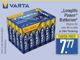 Longlife Power Batterien Mignon AA im EDEKA Prospekt Longlife Power Batterien Mignon AA von VARTA im aktuellen EDEKA Prospekt für 7,77 €