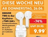 TWS-In-Ear Kopfhörer »TWE-56K« im Angebot bei Kaufland in Oberursel TWS-In-Ear Kopfhörer »TWE-56K« Angebote von DENVER bei Kaufland Oberursel für 9,99 €