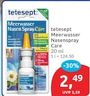 Meerwasser Nasenspray Care von tetesept für 2,49 € bei budni im Angebot Meerwasser Nasenspray Care von tetesept im aktuellen budni Prospekt