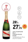 AOP Champagne Brut Cordon Rouge - G.H. Mumm - Intermarché Contact à Mende AOP Champagne Brut Cordon Rouge - G.H. Mumm en promo chez Intermarché Contact Mende à 27,95 €