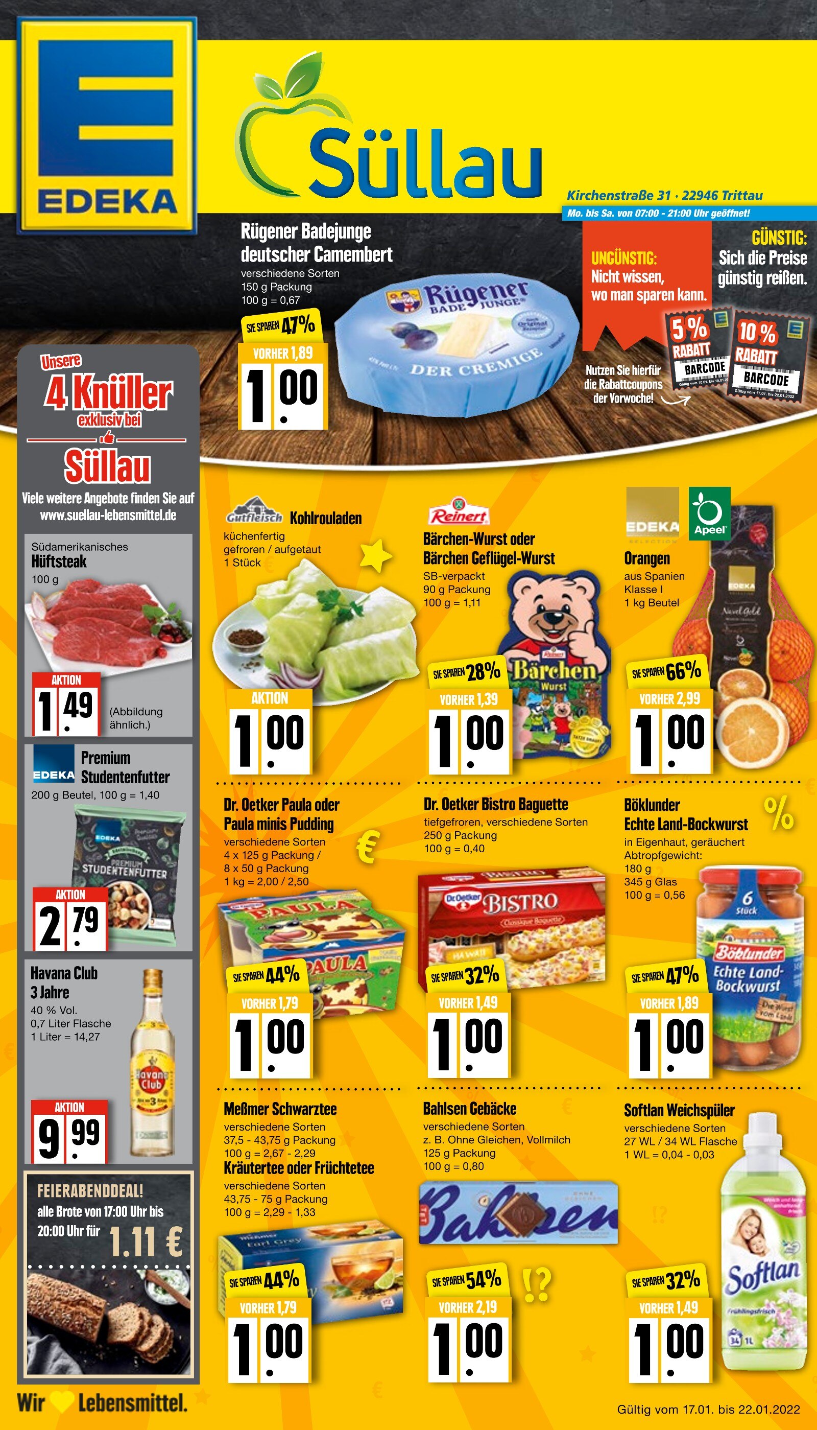 EDEKA Prospekt für Trittau mit 24 Seiten EDEKA Prospekt für Trittau: "Top Angebote", 24 Seiten, 17.01.2022 - 22.01.2022