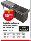 Poubelle coulissante grise pour armoire de cuisine - Screwfix à Goussainville Poubelle coulissante grise pour armoire de cuisine en promo chez Screwfix Goussainville à 50,99 €