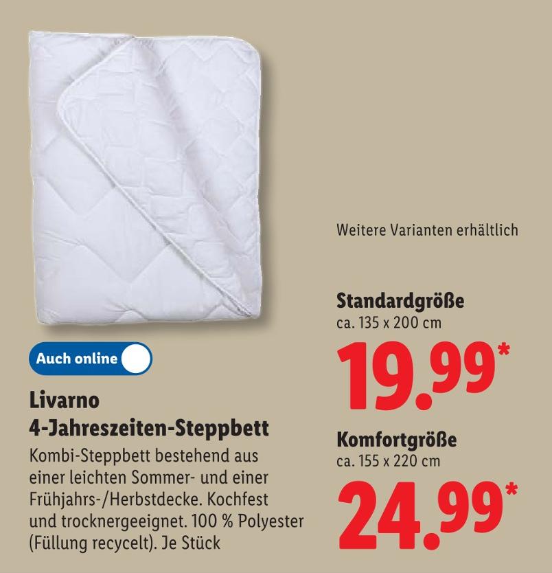 4-Jahreszeiten-Steppbett Standardgröße