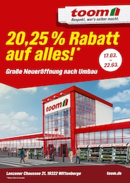 toom Baumarkt Prospekt "20,25% Rabatt auf alles!" für Perleberg, 4 Seiten, 17.03.2025 - 22.03.2025