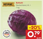 Rotkohl im Angebot bei Netto Marken-Discount in Voerde Rotkohl Angebote von Heimat bei Netto Marken-Discount Voerde für 0,79 €