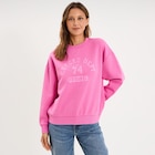 Sweat col rond manches longues rose fushia femme en promo chez La Halle Sweat col rond manches longues rose fushia femme dans le catalogue La Halle