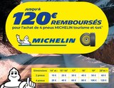 Jusqu’à 120€ remboursés pour l’achat de 4 pneus MICHELIN tourisme et 4x4 à Euromaster dans Serres-Castet Jusqu’à 120€ remboursés pour l’achat de 4 pneus MICHELIN tourisme et 4x4 à Euromaster dans Serres-Castet