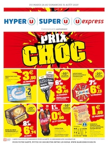 Prospectus Super U à L'Île-d'Yeu, "PRIX CHOC", 2 pages de promos valables du 26/08/2025 au 30/08/2025