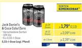 Aktuelles Jack Daniel's Coca Cola/Zero Angebot bei METRO in Magdeburg ab 2,13 €