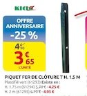 Promo Piquet fer de clôture T H. 1.5 M à 3,65 € dans le catalogue Rural Master à Hinx