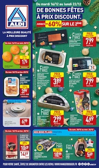 Catalogue Aldi de la semaine 51, "DE BONNES FÊTES À PRIX DISCOUNT.", page 1, 16/12/2025 - 22/12/2025 Prospectus Aldi en cours, "DE BONNES FÊTES À PRIX DISCOUNT.", page 1 sur 48