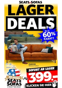 Couch im Seats and Sofas Prospekt "LAGER DEALS" mit 1 Seiten (Leverkusen)