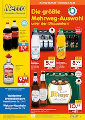 Coca Cola im Netto Marken-Discount Prospekt in Wetzlar Aktueller Netto Marken-Discount Prospekt mit Coca Cola, "DER ORT, AN DEM DU IMMER AUSGEZEICHNETE PREISE FINDEST.", Seite 1