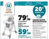 Chaise haute multiposition - U tout petits - Super U à Besançon Chaise haute multiposition - U tout petits en promo chez Super U Besançon à 59,90 €