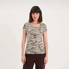 T-shirt coton imprimé coupe ajustée beige clair femme - La Halle à Choisy-le-Roi T-shirt coton imprimé coupe ajustée beige clair femme en promo chez La Halle Choisy-le-Roi à 4,99 €