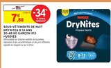 Sous-vêtements de nuit DryNites 8-13 ans 30-48 kg garçon x13 - Huggies en promo chez Intermarché Versailles à 7,88 €