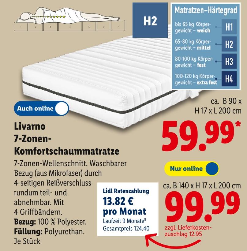 Livarno 7-Zonen-Komfortschaummatratze