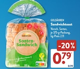 Sandwichtoast von Goldähren für 0,79 € bei ALDI SÜD im Angebot Sandwichtoast von Goldähren im aktuellen ALDI SÜD Prospekt
