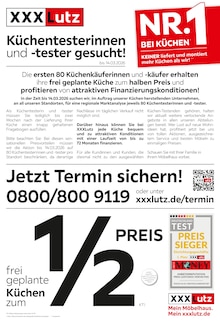 XXXLutz Möbelhäuser Prospekt Küchen zum halben Preis mit 6 Seiten