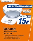 Küchenwaage KS 25 ex von beurer für 15,00 € bei expert im Angebot Küchenwaage KS 25 ex von beurer im aktuellen expert Prospekt