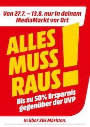 Media-Markt Prospekt für Weiterstadt mit 1 Seite Media-Markt Prospekt für Weiterstadt: ALLES MUSS RAUS!, 1 Seite, 27.07.2022 - 13.08.2022