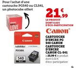 Cartouche d'encre PG 540 - Canon en promo chez Super U Cholet à 21,99 €