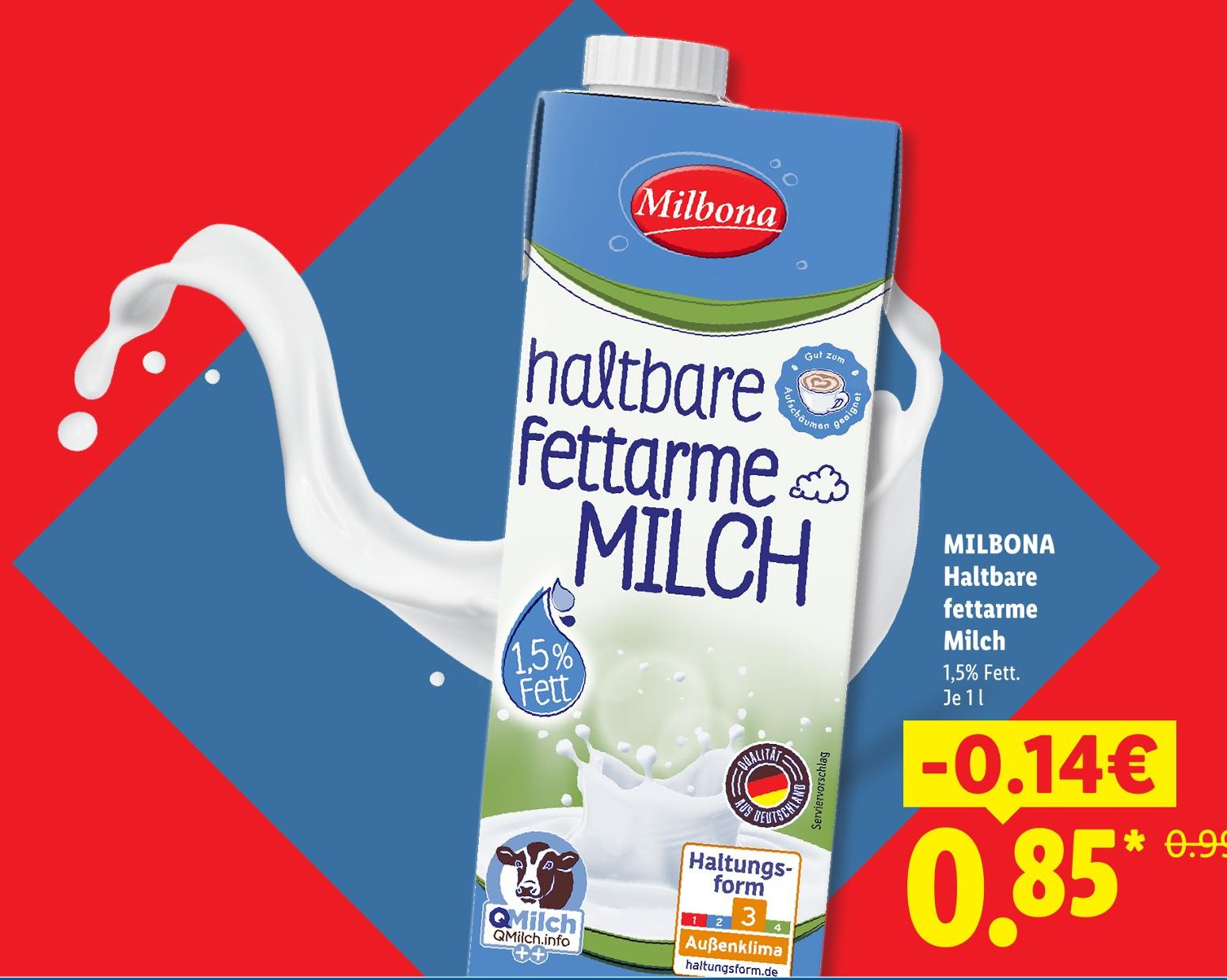 Haltbare fettarme Milch