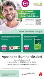 mea - meine apotheke Apotheken Prospekt der aktuellen Woche mit 4 Seiten, gültig von 01.08.2026 bis 31.08.2026, in Burkhardtsdorf und Umgebung Aktueller mea - meine apotheke Apotheken Prospekt in Burkhardtsdorf und Umgebung, "Unsere August-Angebote" mit 4 Seiten, 01.08.2026 - 31.08.2026