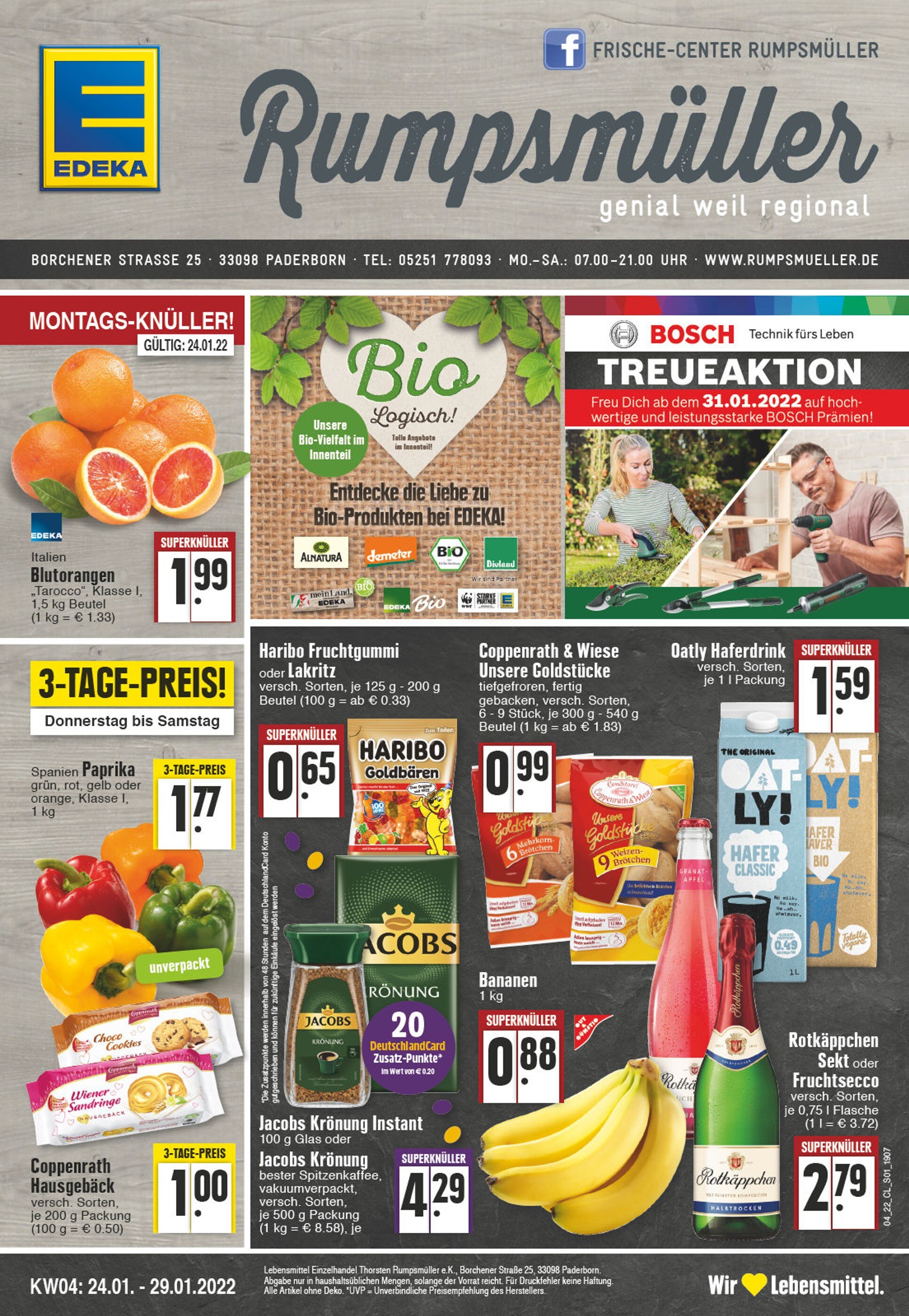 EDEKA Prospekt für Paderborn mit 24 Seiten EDEKA Prospekt für Paderborn: "Aktuelle Angebote", 24 Seiten, 24.01.2022 - 29.01.2022
