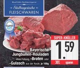 Bayerische Jungbullen-Rouladen im EDEKA Prospekt Bayerische Jungbullen-Rouladen von Südbayrische Fleischwaren im aktuellen EDEKA Prospekt für 1,59 €