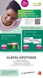 mea - meine apotheke Apotheken Prospekt der aktuellen Woche mit 4 Seiten, gültig von 01.02.2026 bis 28.02.2026, in Waldbronn und Umgebung Aktueller mea - meine apotheke Apotheken Prospekt in Waldbronn und Umgebung, "Unsere Februar-Angebote" mit 4 Seiten, 01.02.2026 - 28.02.2026