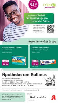 Aktueller mea - meine apotheke Prospekt (Pliezhausen, 4 Seiten zum blättern mea - meine apotheke Prospekt Unsere Juni-Angebote mit 4 Seiten