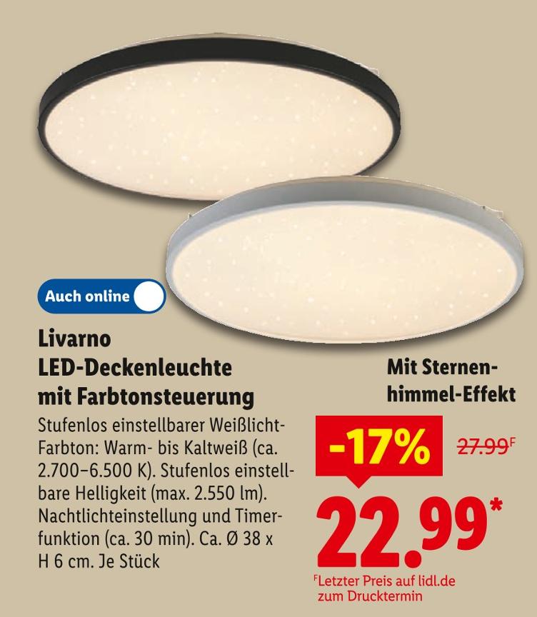 LED-Deckenleuchte mit Farbtonsteuerung